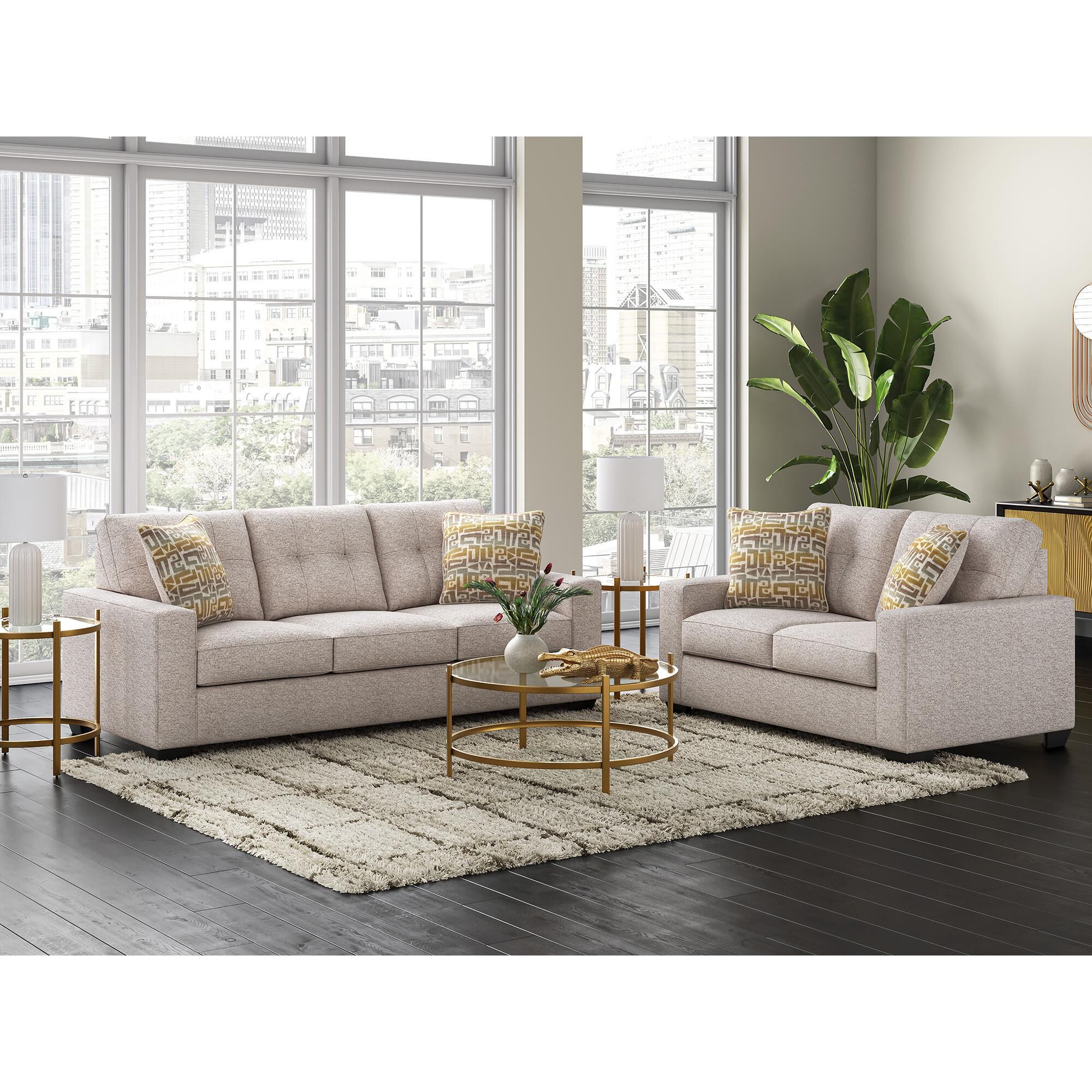 Ashley Larimer Stationary Sofa in Stone