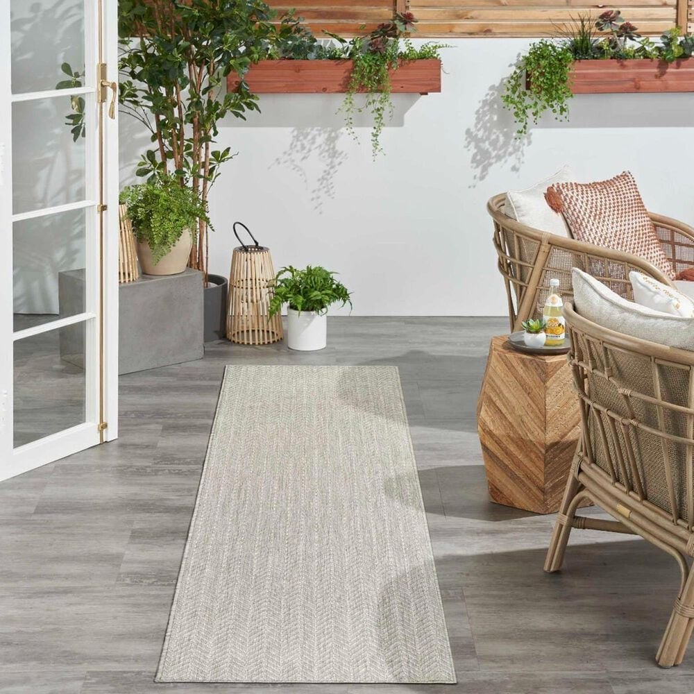 Nourison Horizon HOZ02 Grey 2&#39; x 6&#39; Indoor/Outdoor Runner, , large