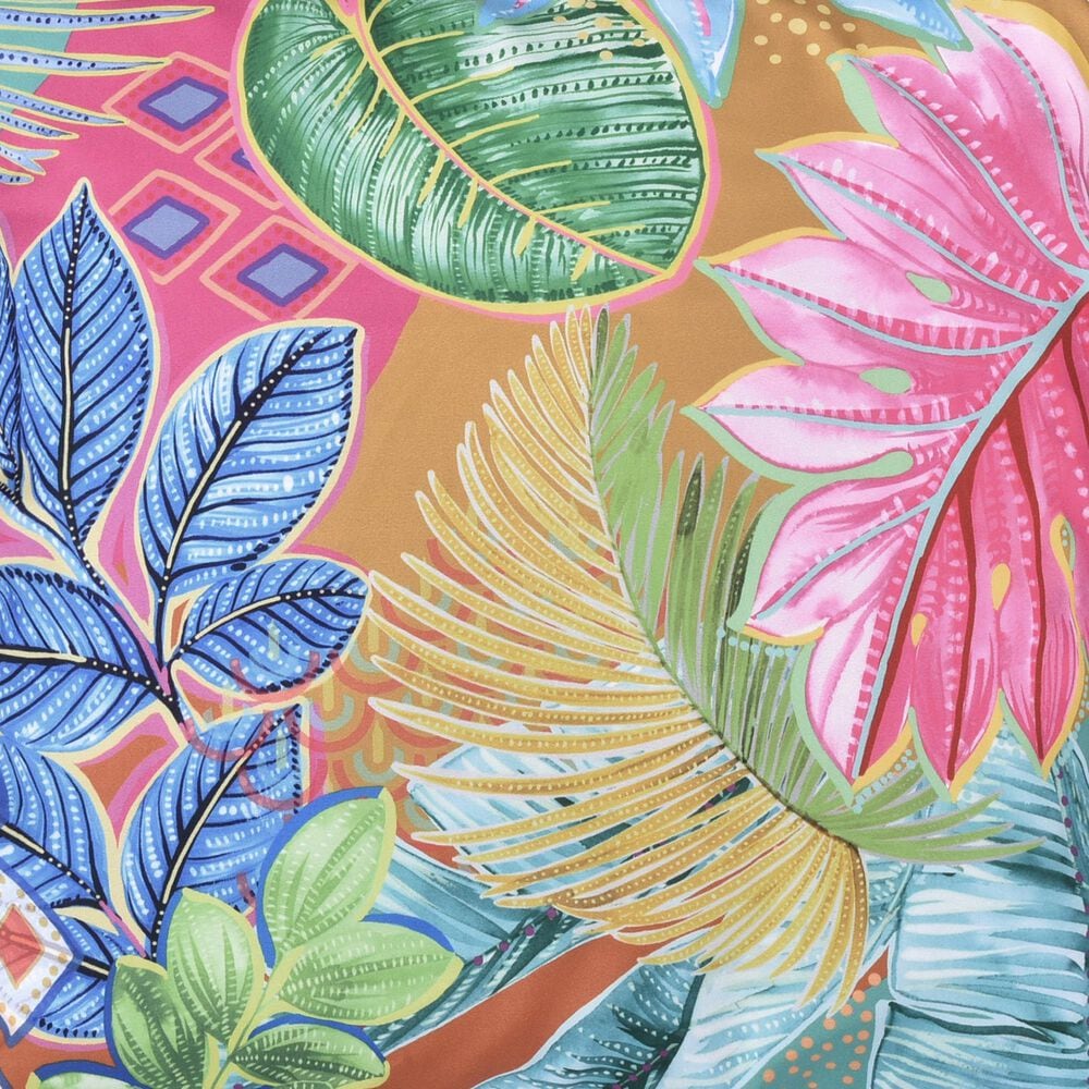 J. Queen Bold Hanalei 18&quot; Square Quilted Throw Pillow in Aqua, Orange, Pink, and Blue, , large