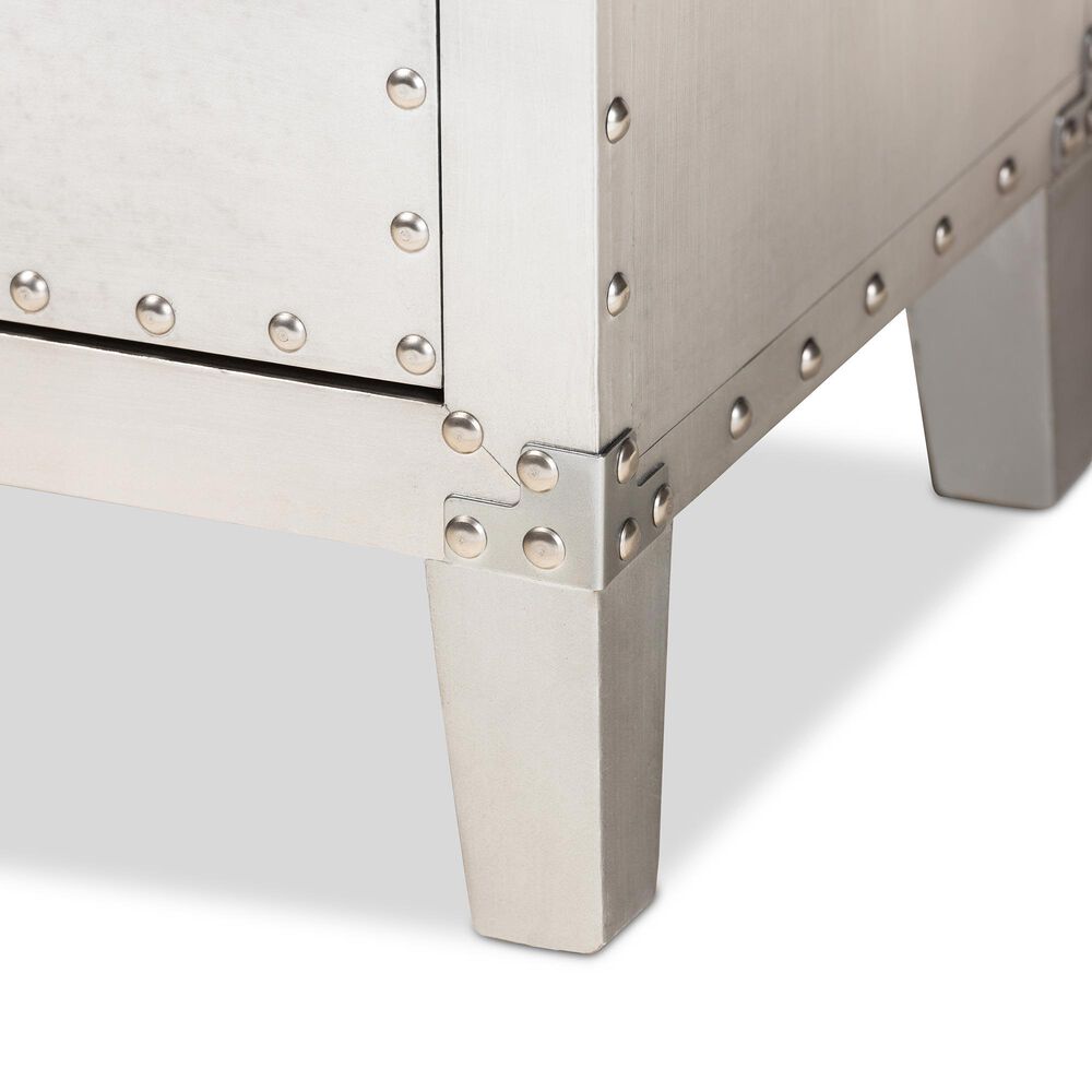 Baxton Studio Claude 3-Drawer Nightstand in Silver, , large