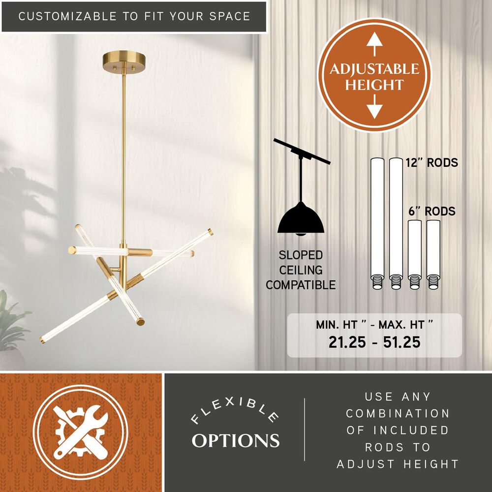 Vaxcel Avalon 3-Light Pendant in Muted Brass, , large