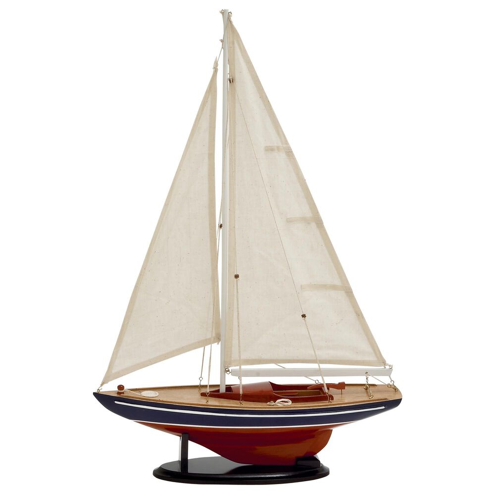 Maple and Jade 26" Coastal Wood Sculpture in Dark Brown, , large