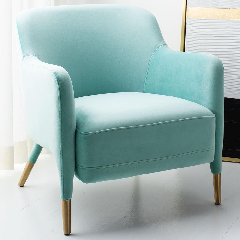 Safavieh Topaz Arm Chair in Aqua Velvet, , large