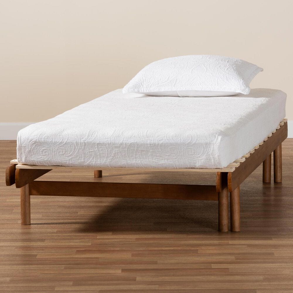 Baxton Studio Bolivia Expandable Twin to King Bed Frame in Walnut Brown, , large