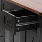 HOMLUX 53" Kitchen Island with Two Tempered Glass Cabinet Door in Black, , large