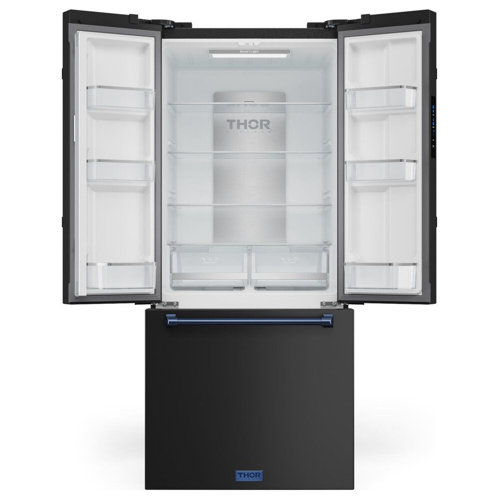 THOR KITCHEN Gordon Ramsay 17.5 Cu. Ft. Counter Depth French Door Refrigerator with Navy Blue Handle Kit in Black, , large