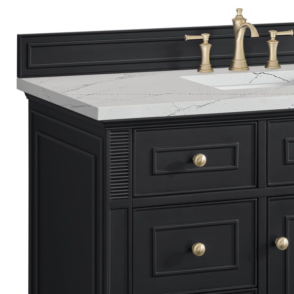 James Martin Vanities Lorelai 48&quot; Single Vanity in Black Onyx with 3 cm Ethereal Noctis Quartz Top, , large