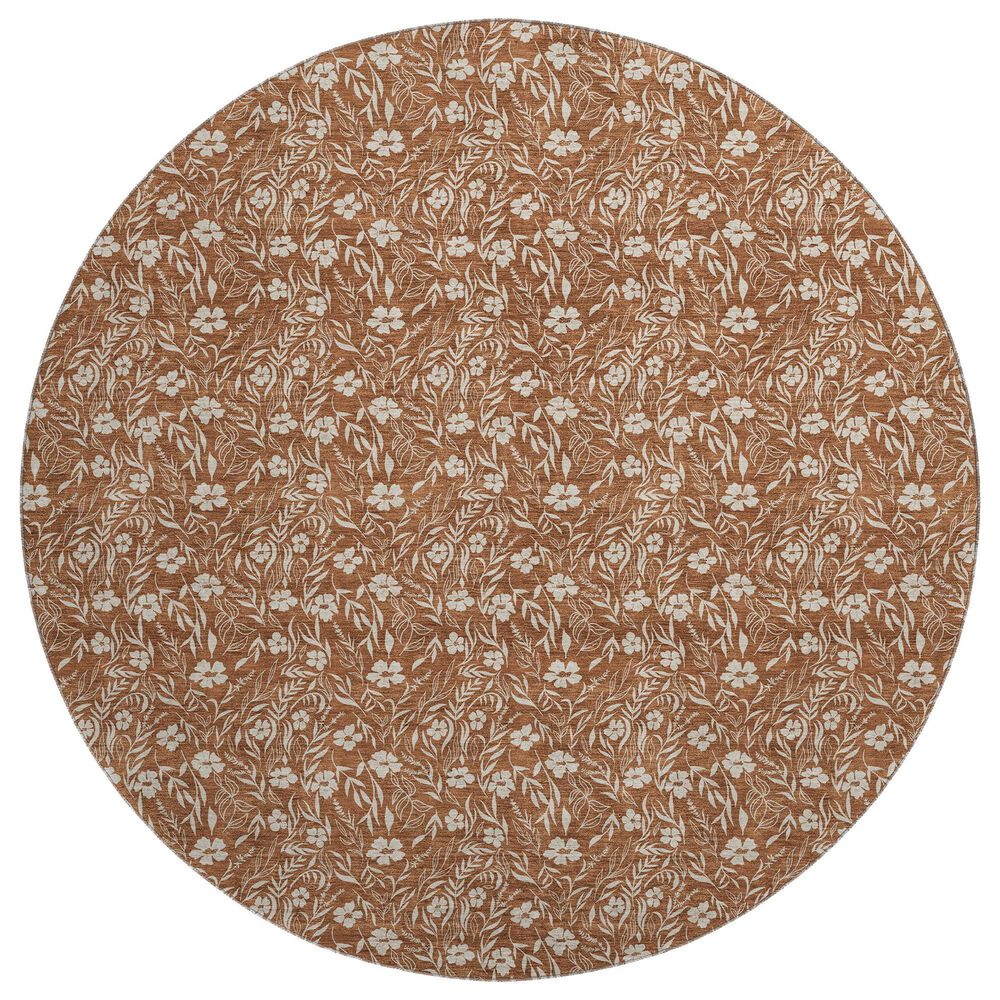 Dalyn Rug Company Soft Essentials Floral Paprika 8" Round Indoor/Outdoor Area Rug, , large