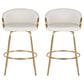 LumiSource Claire Swivel Counter Stool with White Faux Leather Upholstery in Gold (Set of 2), , large