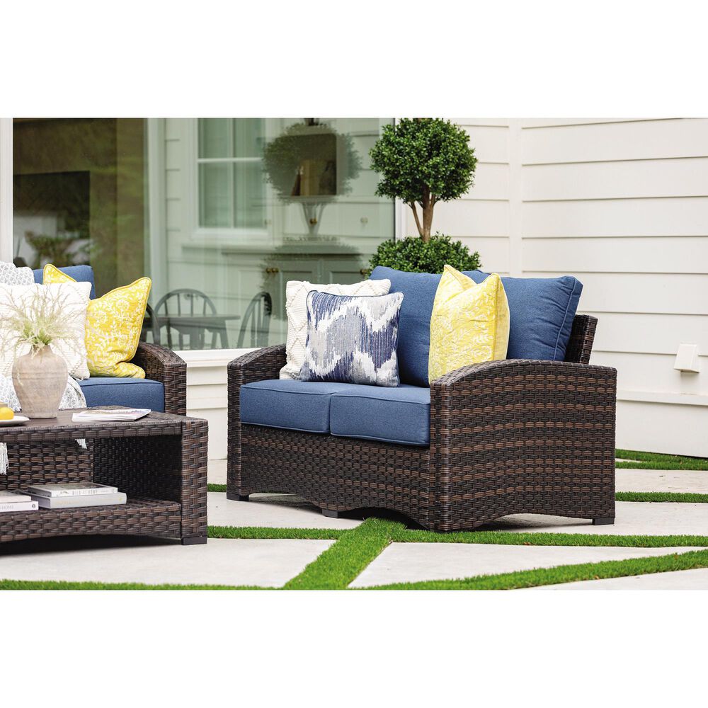 Ashley Windglow Patio Loveseat in Brown, , large