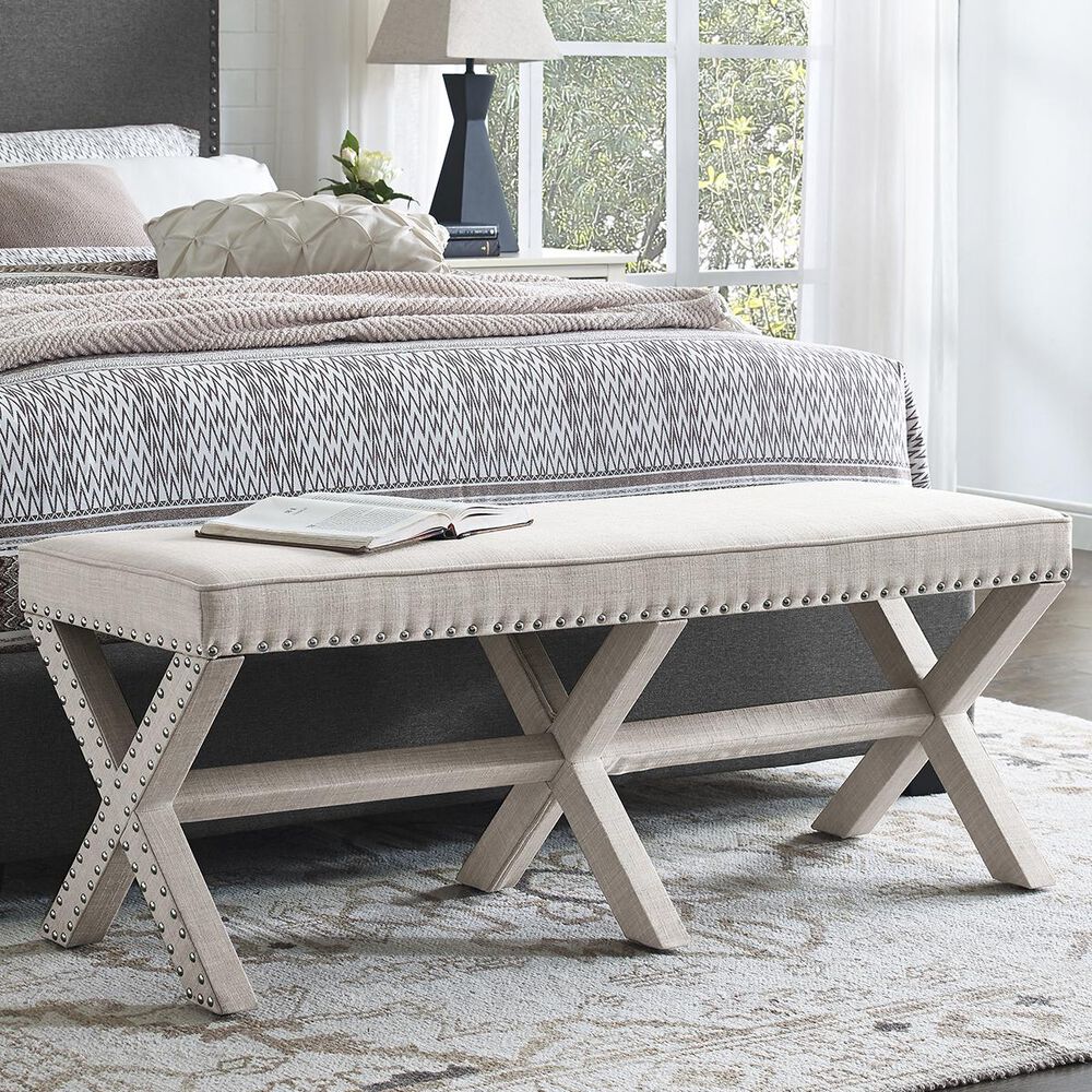 Accentric Approach Accentric Accents Benton Upholstered Bench in Beige, , large