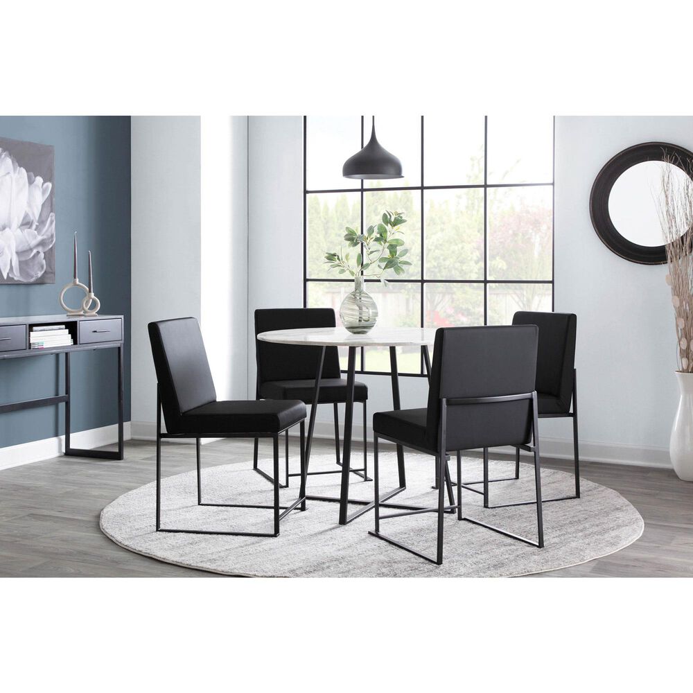 LumiSource Fuji Side Chair with Black Faux Leather Cushion in Black (Set of 2), , large