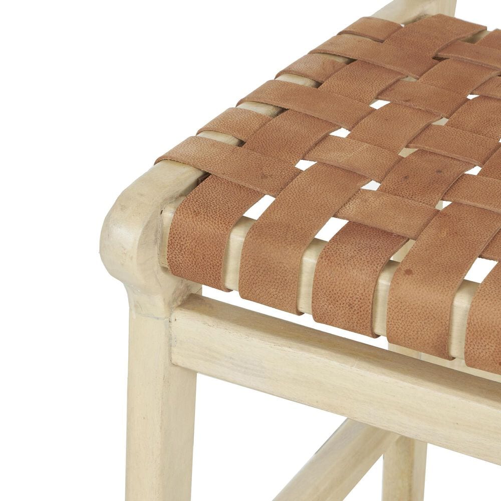 Maple and Jade Handmade Woven Kitchen Bar Stool with Light Brown Cushion in Light Brown, , large
