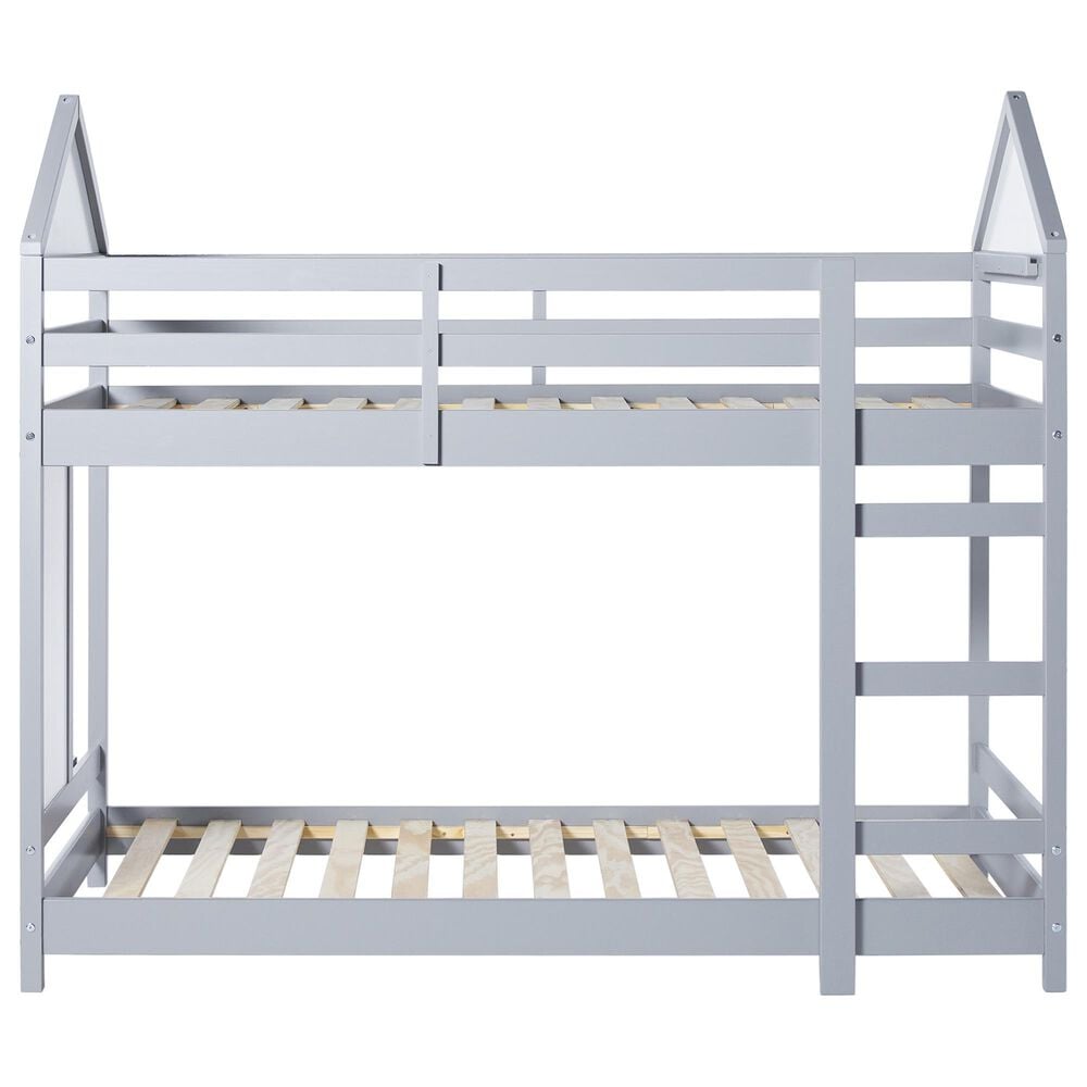 Walker Edison Skyler Twin over Twin Bunk Bed in Grey, , large