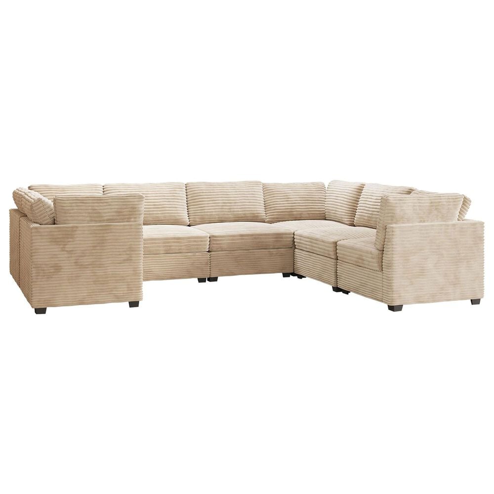 Noviland HOMLUX 7-Piece U-Shaped Mod Sectional in Beige, , large