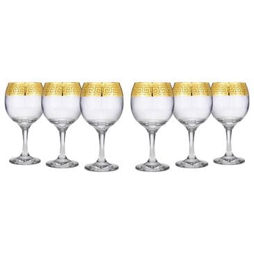 Gifts Plus Greek Key Wine Glasses in Clear and Gold (Set of 6), , large