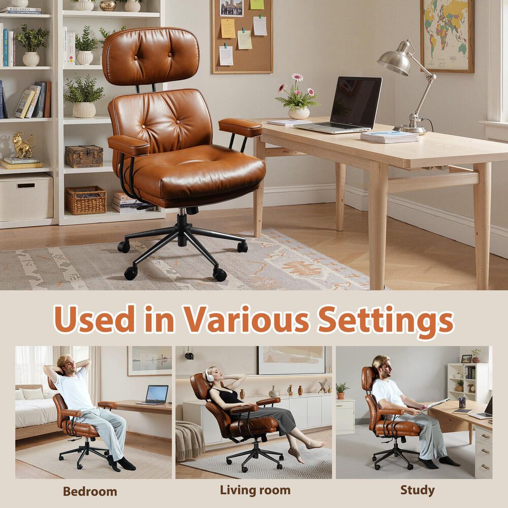 HOMLUX High Back Executive Office Chair with PU Leather in Brown, , large