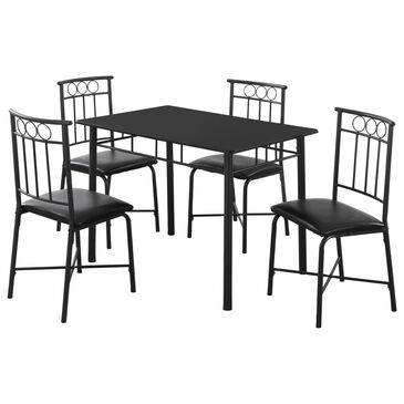 Monarch Specialties 5-Piece Rectangular Dining Set in Black, , large