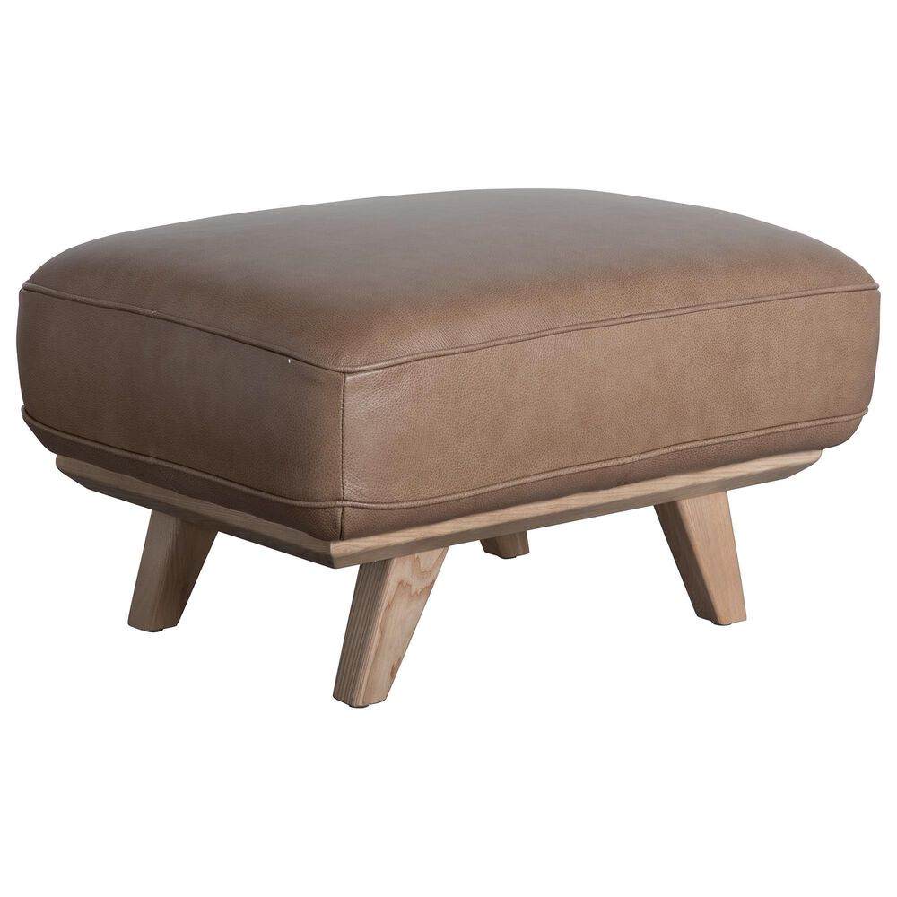 Interlochen Small Leather Ottoman in Sand, , large
