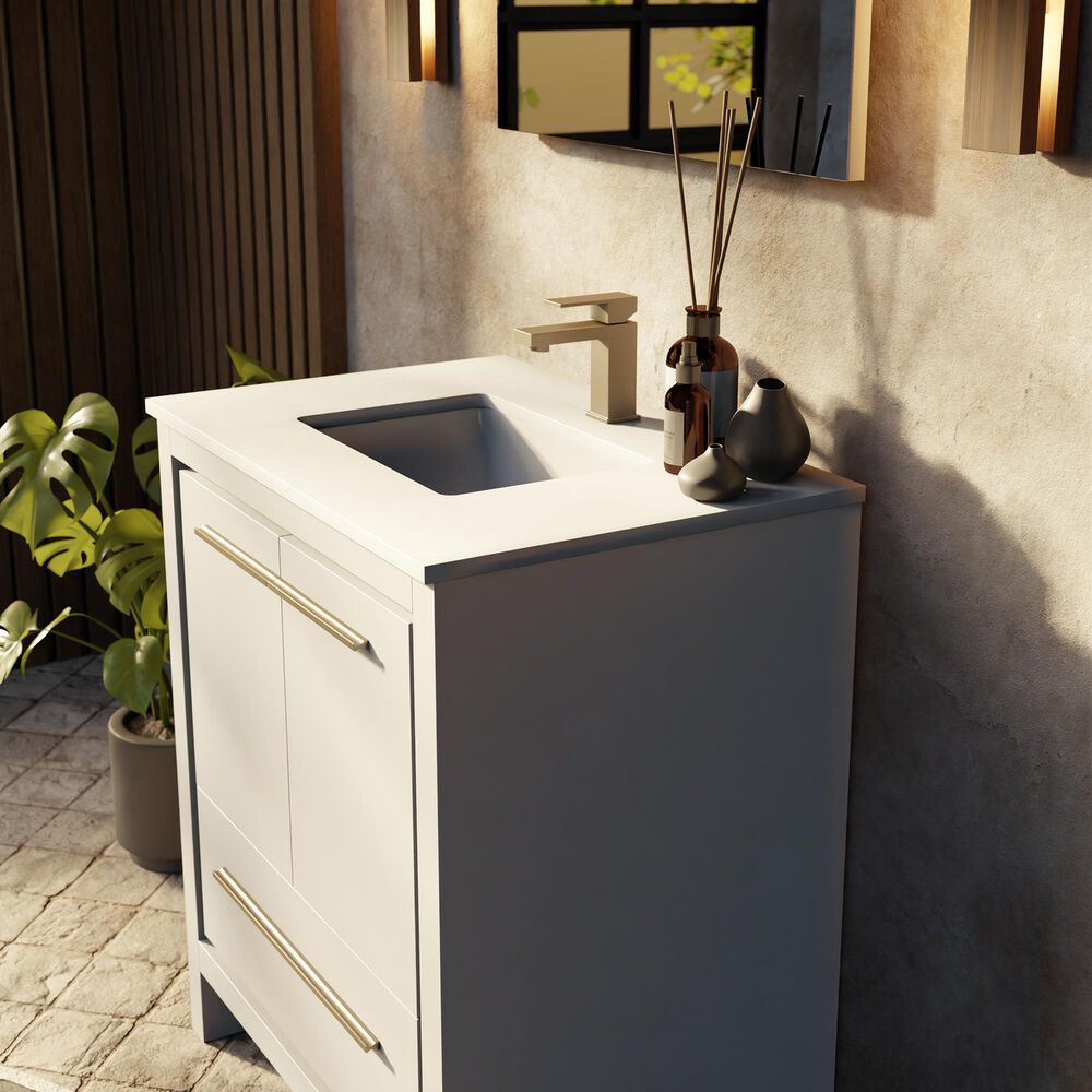 Lexora Home Lafarre 30" Single Bathroom Vanity in White with 2 cm White Quartz Top and Rectangular Sink, , large