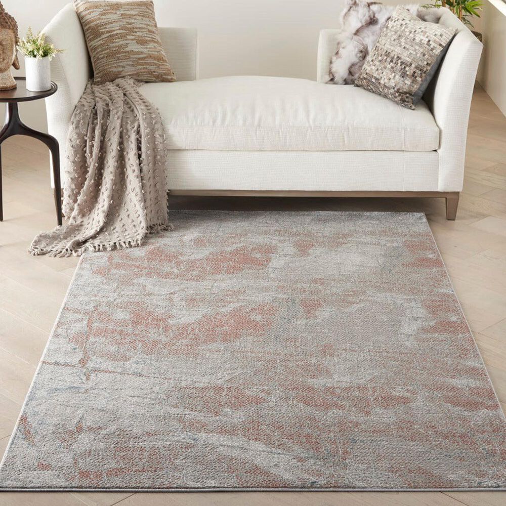 Nourison Rustic Textures Light Grey and Rust 6&#39; x 9&#39; Area Rug, , large