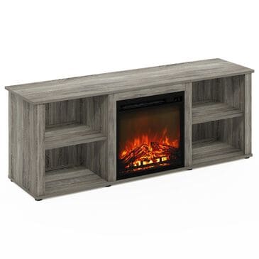 HOMLUX 59" TV Stand with Fireplace in French Oak Grey, , large