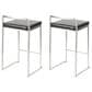 LumiSource Fuji Stackable Counter Stool with Black Faux Leather in Brushed Stainless Steel (Set of 2), , large