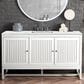 James Martin Vanities Athens 60" Single Bathroom Vanity in Glossy White with 3 cm Ethereal Noctis Quartz Top and Rectangular Sink, , large
