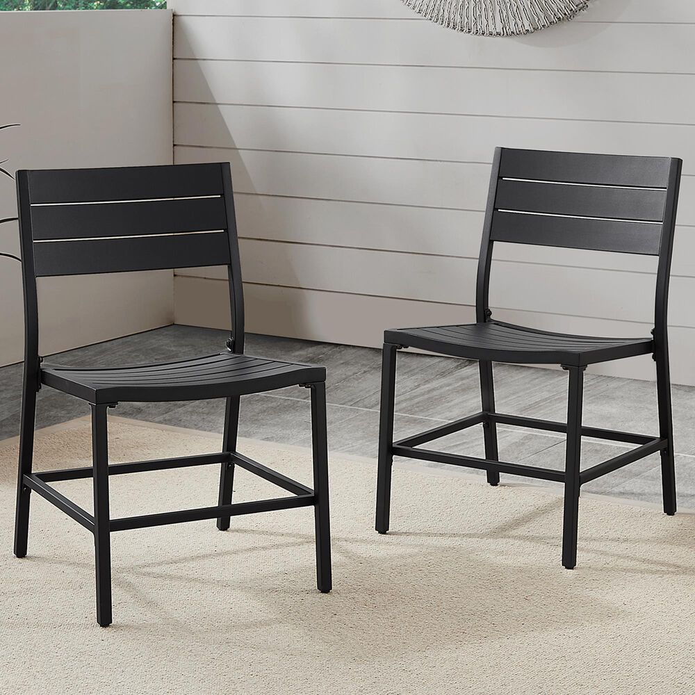 Linon Home Decor Holland Patio Side Chair in Black (Set of 2), , large