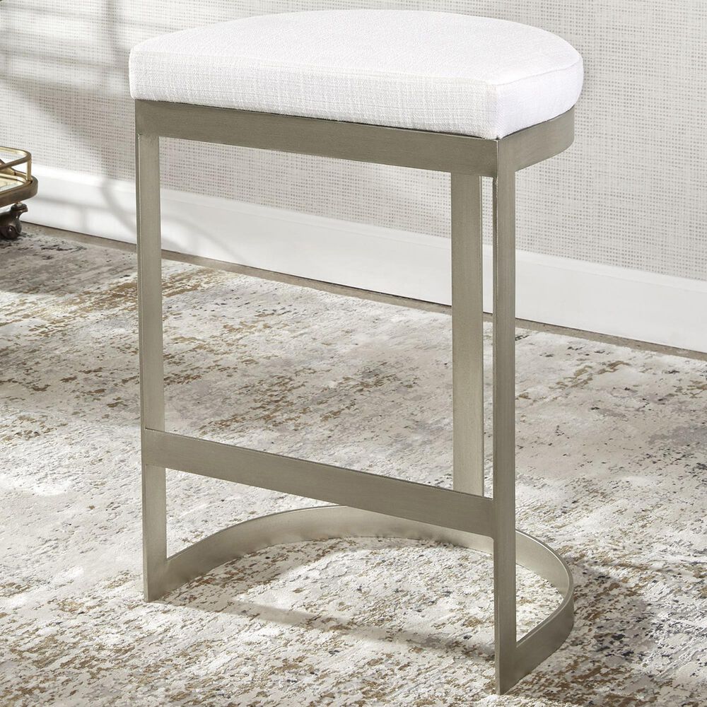 Uttermost Ivanna Counter Stool in Brushed Silver, , large