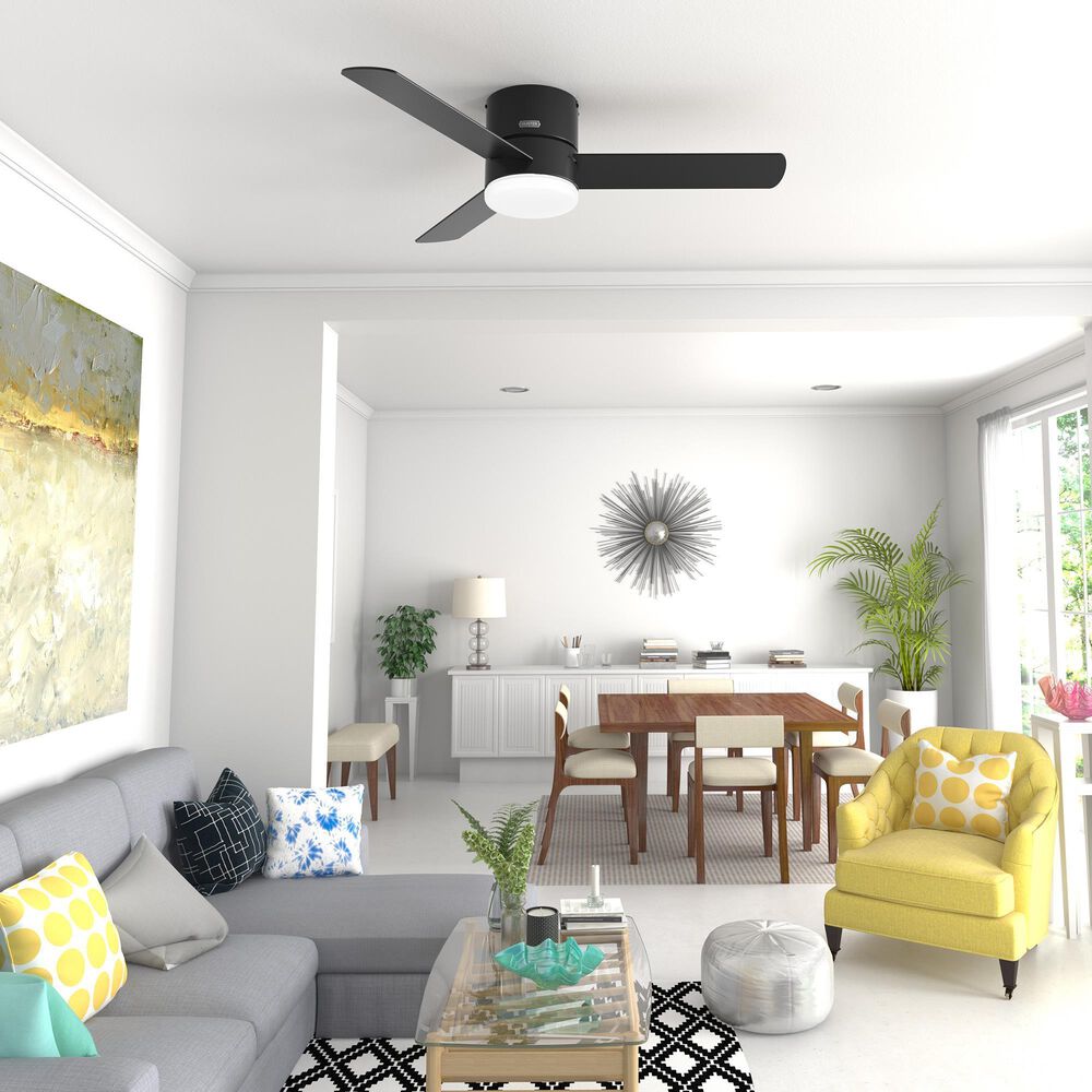 Hunter Minimus 52&quot; Ceiling Fan with LED Lights in Matte Black, , large