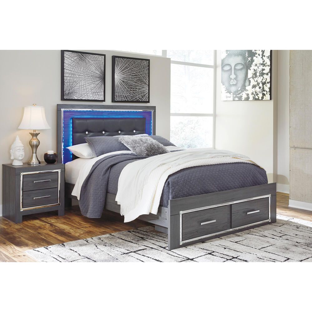 Ashley Lodanna Queen Panel Bed with 2 Storage Drawers in Gray, , large