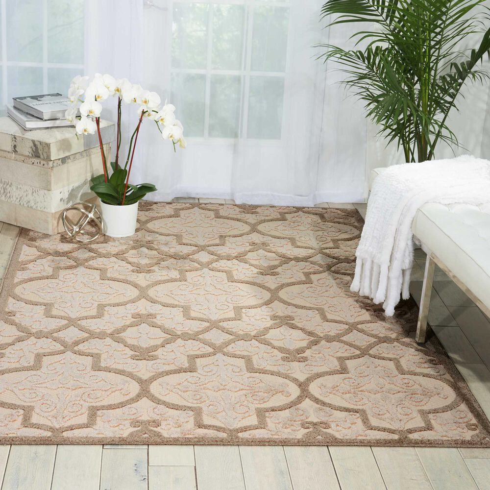 Nourison Aloha 7&#39;10&quot; x 10&#39;6&quot; Cream Indoor/Outdoor Area Rug, , large