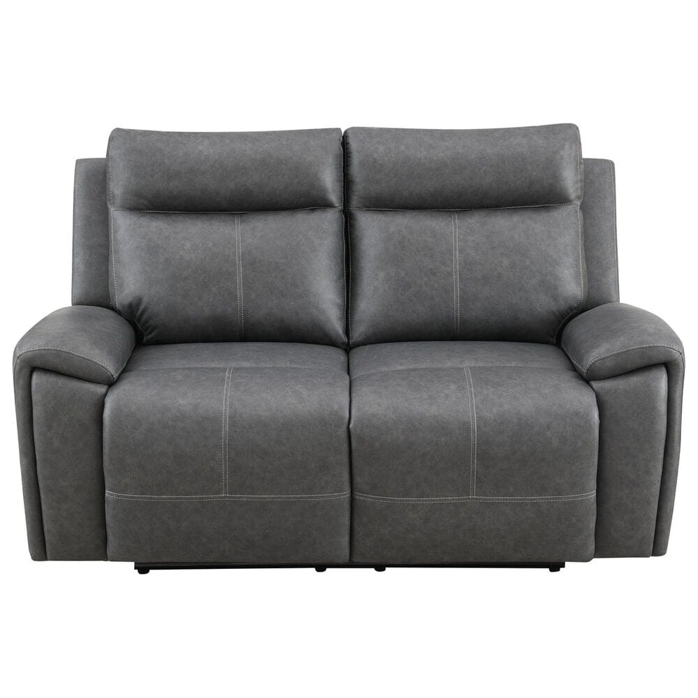 Steve Silver Gaston Manual Reclining Loveseat in Graphite Gray, , large
