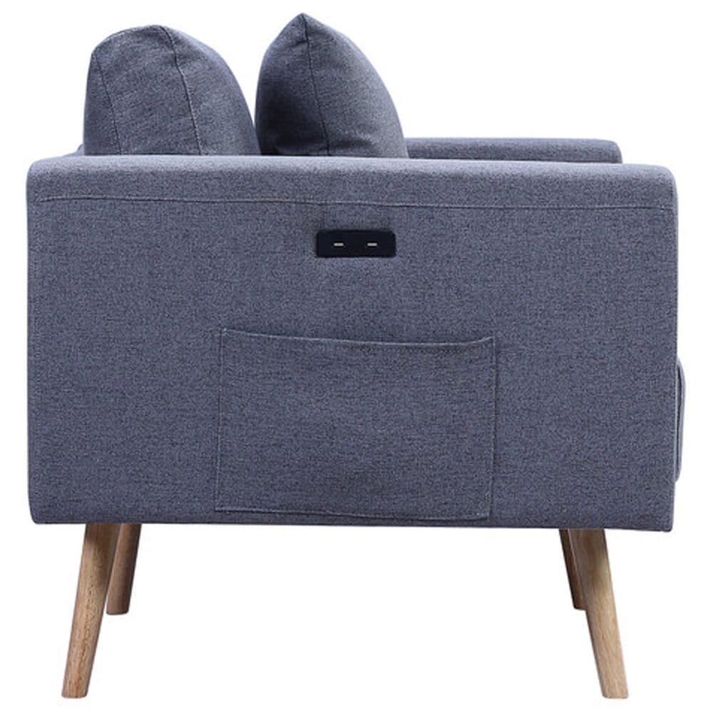 HOMLUX Sofa and Loveseat Set with USB Ports, Pillows and Storage in Dark Gray, , large