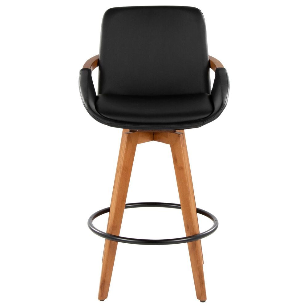 Lumisource Cosmo Swivel Counter Stool in Walnut and Black, , large