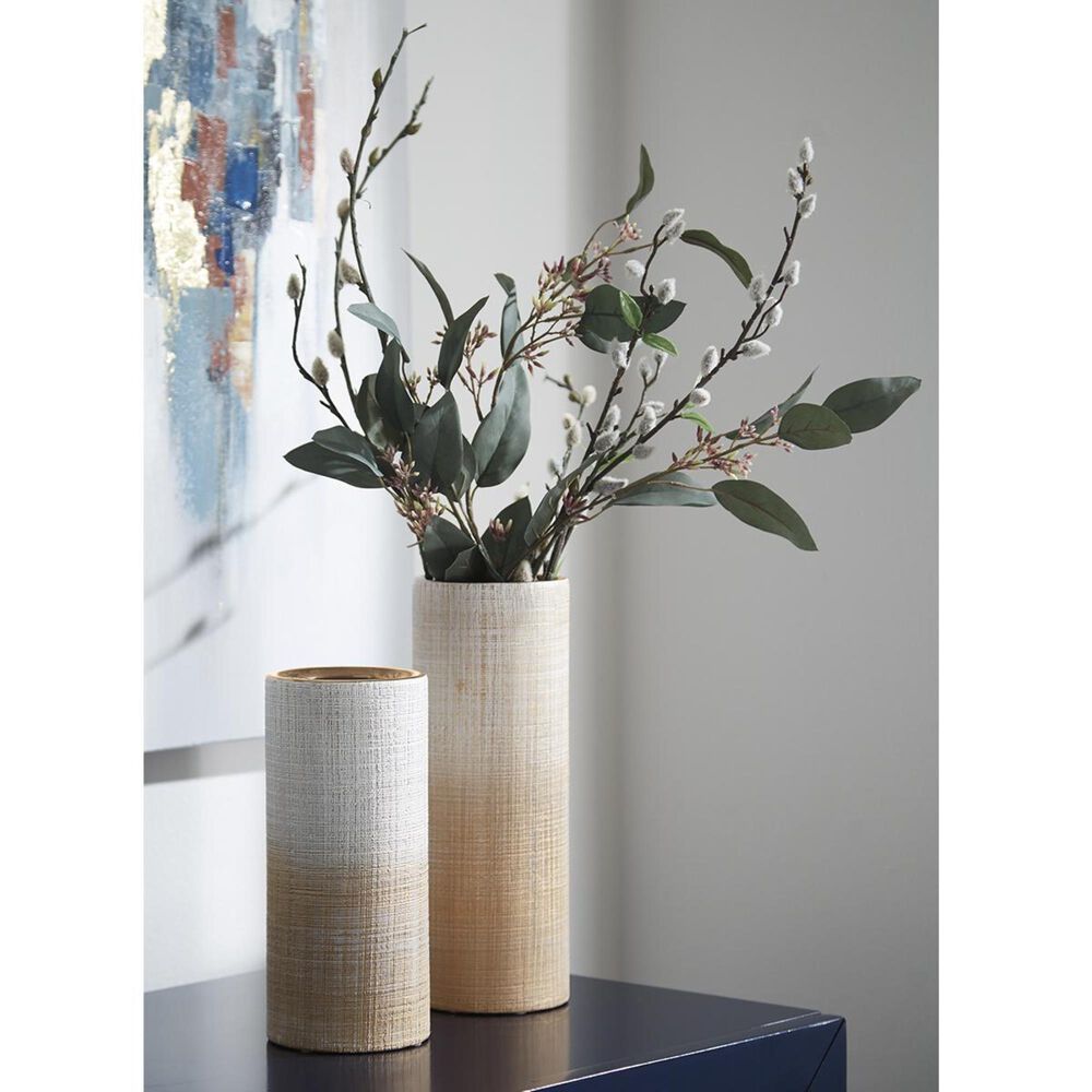 37B Dorotea 2-Piece Vase Set in Gold and White, , large