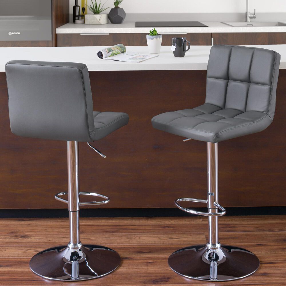 CorLiving Adjustable Bar Stool in Dark Grey (Set of 2), , large