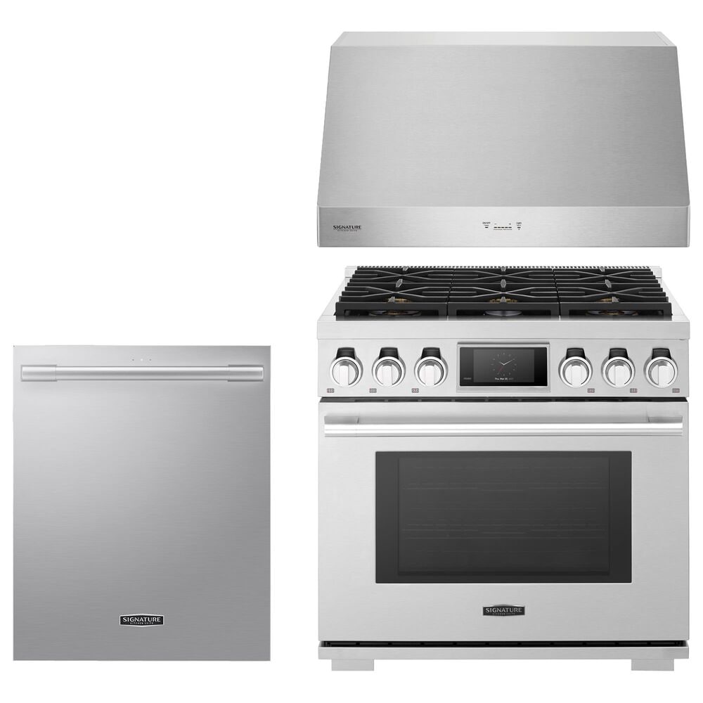 Signature Kitchen Suite 3-Piece Kitchen Package with Pro-Style Wall Hood and Dishwasher in Stainless Steel, , large