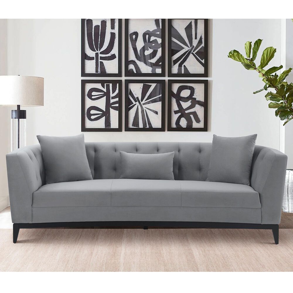 Blue River Melange Sofa in Gray Velvet, , large