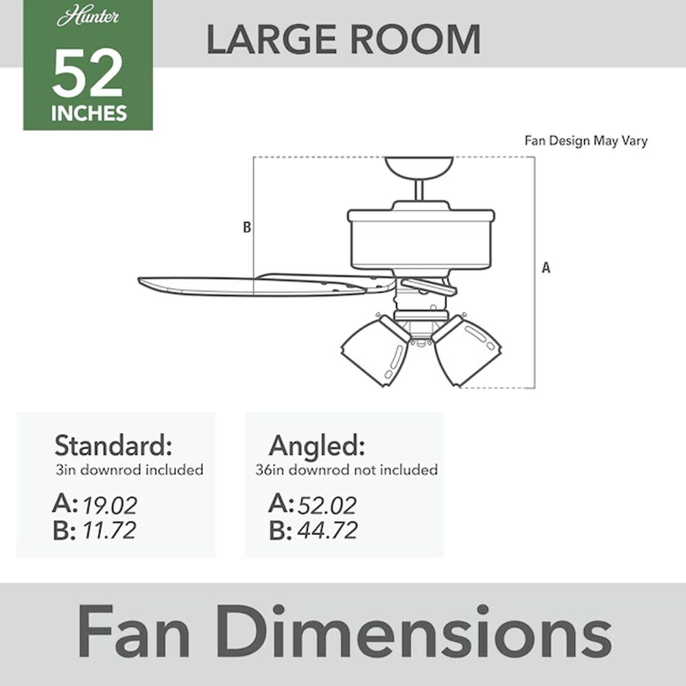 Hunter Gatlinburg Easy Install 52&quot; LED Indoor Ceiling Fan with Light and Remote in Matte White with Light Oak Blades, , large
