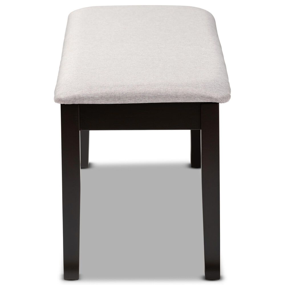 Baxton Studio Teresa Dining Bench with Grey Cushion in Dark Brown, , large