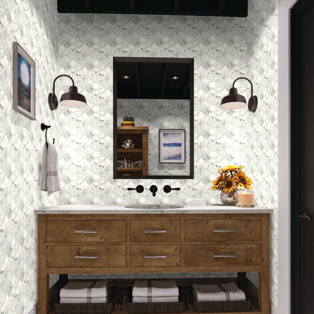 Dal-Tile Sublimity Daphne White Balance 13&quot; x 10&quot; Marble Mosaic Sheet, , large