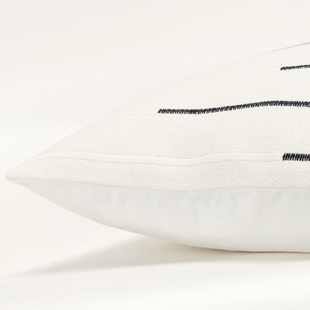 Rizzy Home 20&quot; x 20&quot; Striped Down Filled Throw Pillow in Ivory and Black, , large