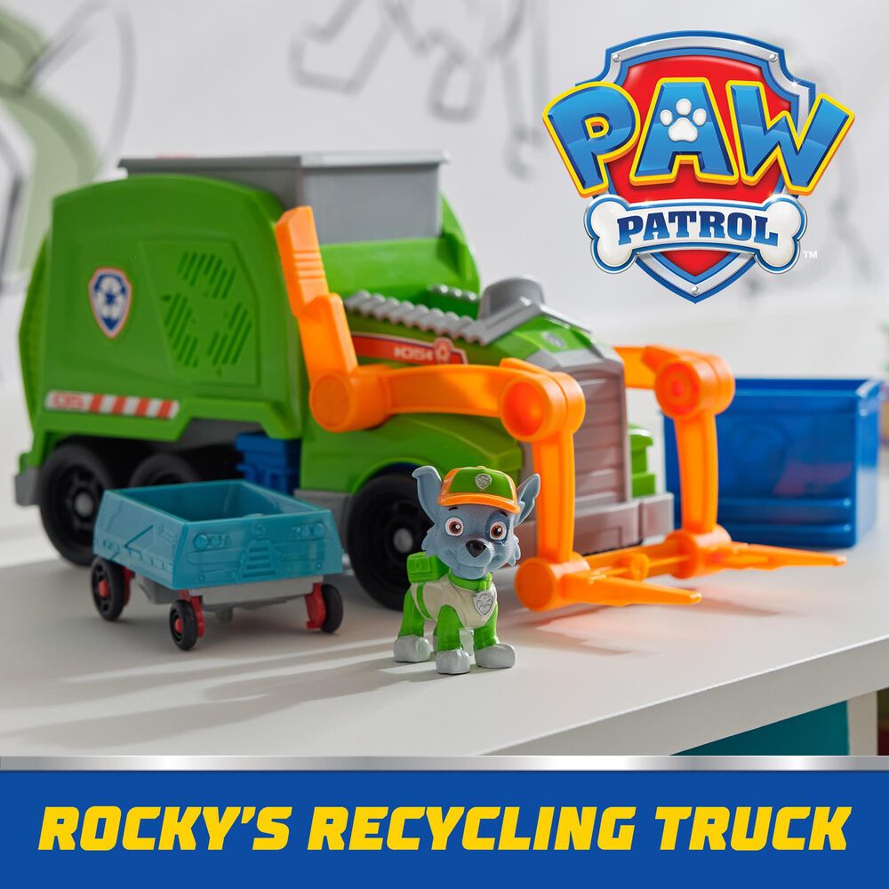PAW Patrol PAW Patrol Rocky's Crush N' Roll Recycling Truck Vehicle, , large