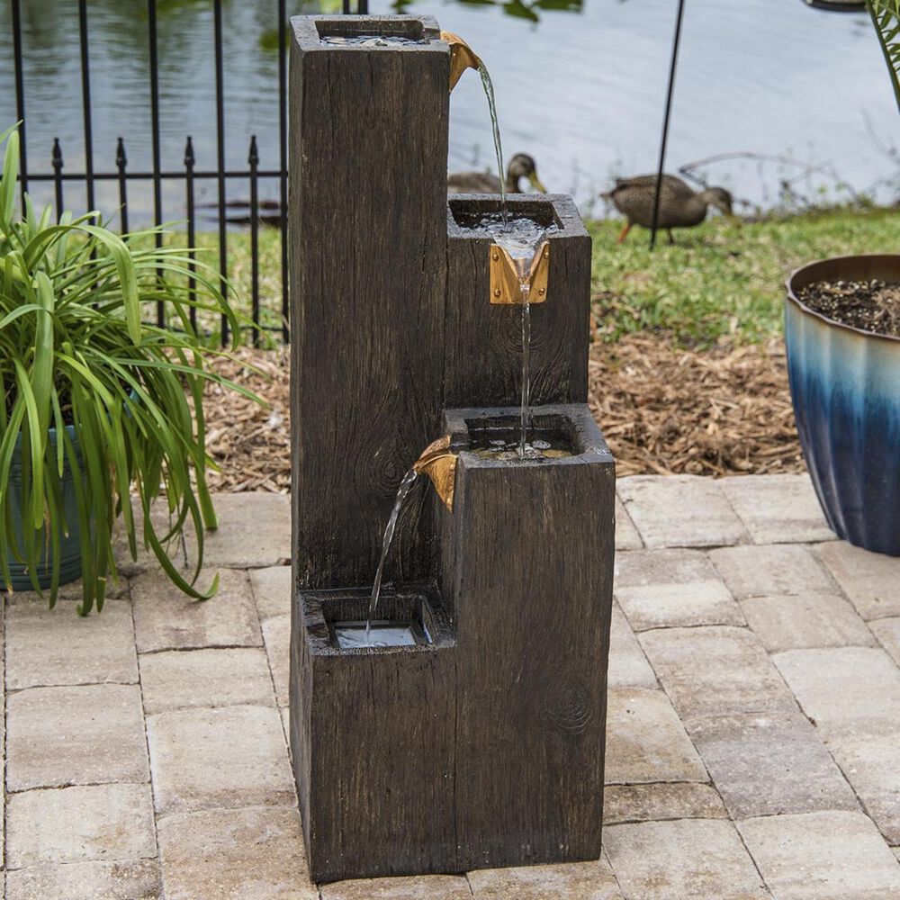 Kenroy Lincoln Indoor/Outdoor Floor Fountain in Wood Grain, , large