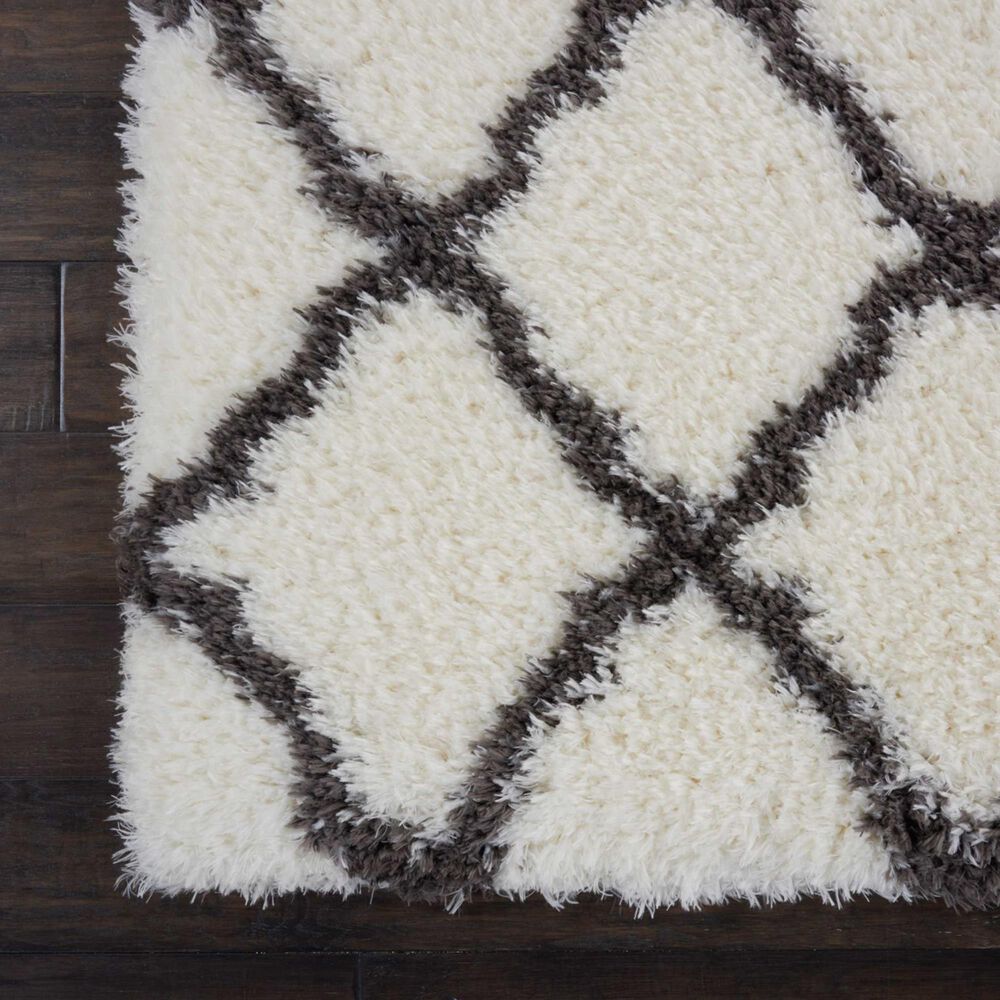 Nourison Luxe Shag LXS02 9&#39; x 12&#39; Ivory and Charcoal Area Rug, , large