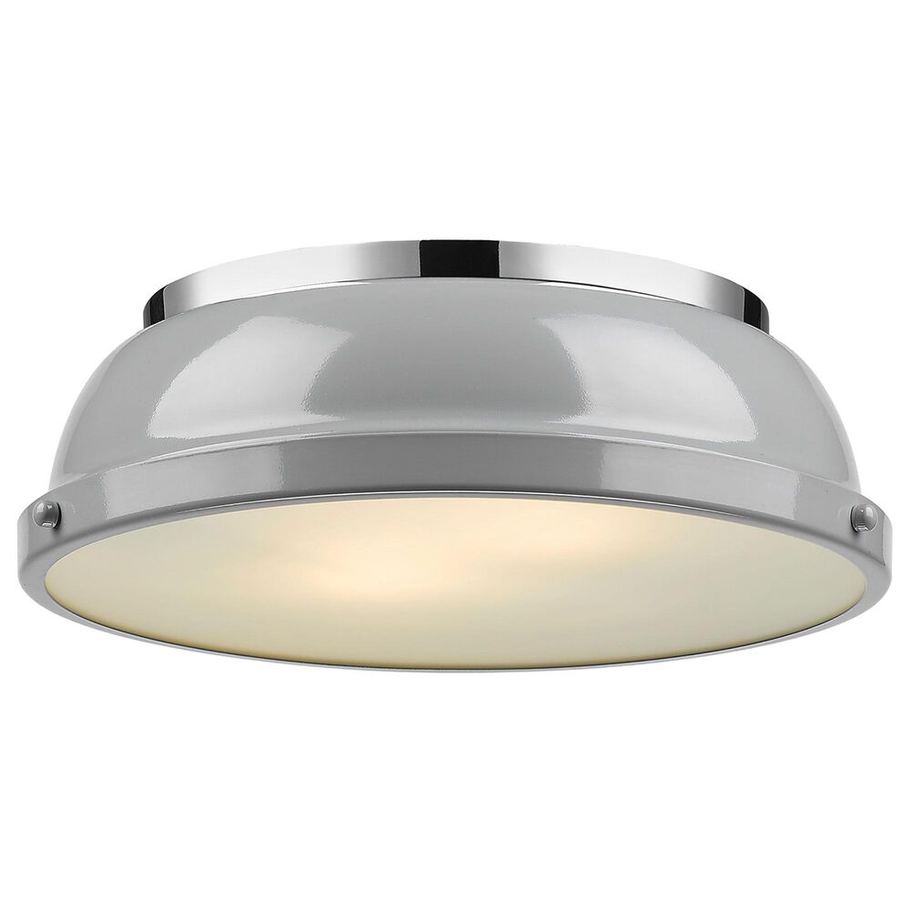 Golden Lighting Duncan 14&quot; Flush Mount in Chrome and Glossy Gray, , large