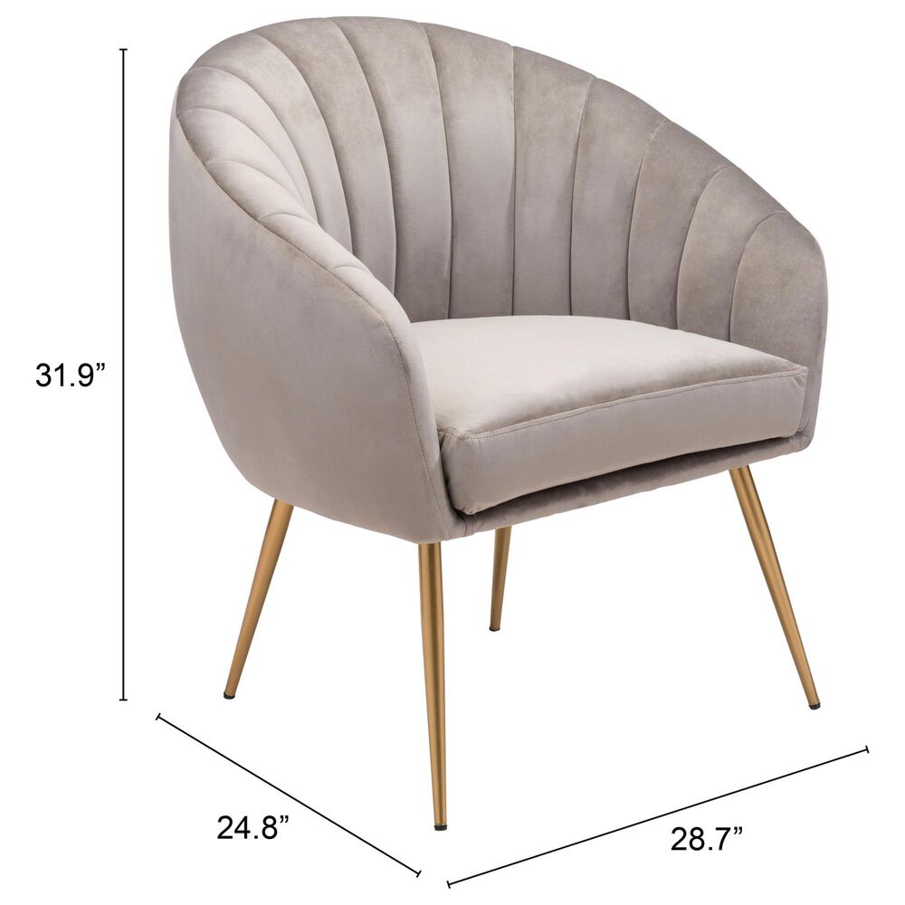 Zuo Modern Max Accent Chair in Gray Velvet, , large