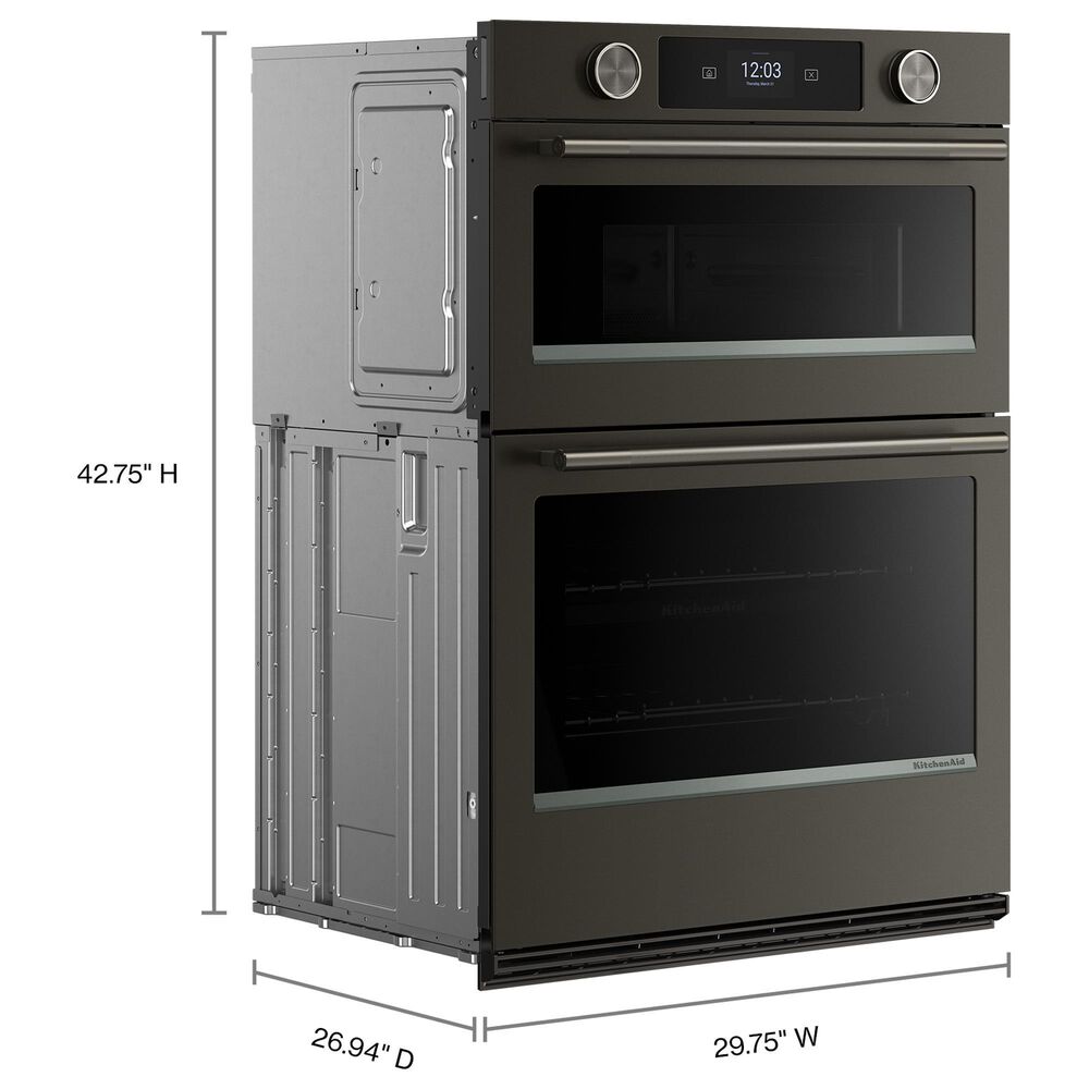KitchenAid 6.4 Cu. Ft. Smart Electric Combo Wall Oven with Intelligent Cooking Camera in Black Ore, , large